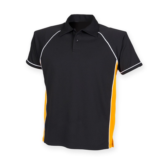 Koszulka Polo Klasyczna Poliester Oddychajacy FH370 - Black & Amber