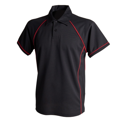 Koszulka Polo Klasyczna Poliester Oddychający FH370 - Black & Red