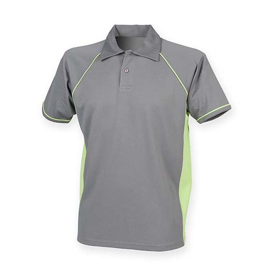 Koszulka Polo Klasyczna Poliester Oddychający FH370 - Gunmetal Grey & Lime & Lime