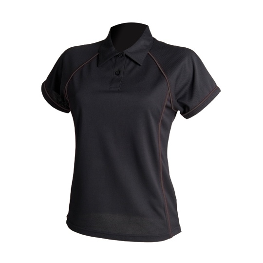 Koszulka Polo Damska Slim Oddychajaca FH371 - Black & Black