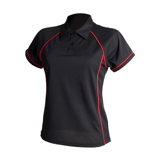 Koszulka Polo Damska Slim Oddychajaca FH371 - Black & Red