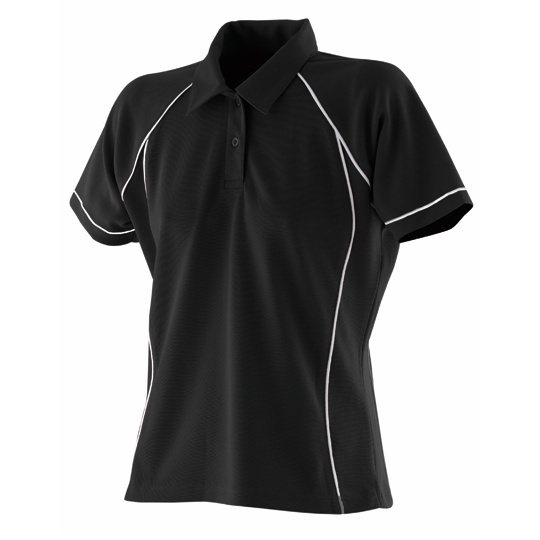 Koszulka Polo Damska Slim Oddychajaca FH371 - Black & White