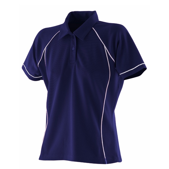 Koszulka Polo Damska Slim Oddychajaca FH371 - Navy & White
