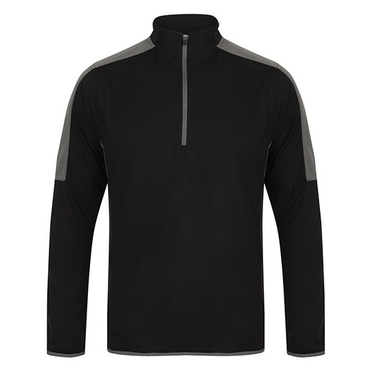 Bluza Sportowa Poliestrowa 1 4 Zip FH571 - Black & Gunmetal Grey