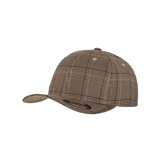 Czapka z Daszkiem Wzor w Kratke FX6196 - Brown & Khaki