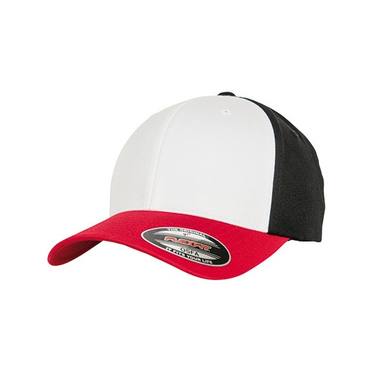 Czapka Elastyczna Trzykolorowa Poliester Bawelna Elastan FX6277TT - Red & White & Black