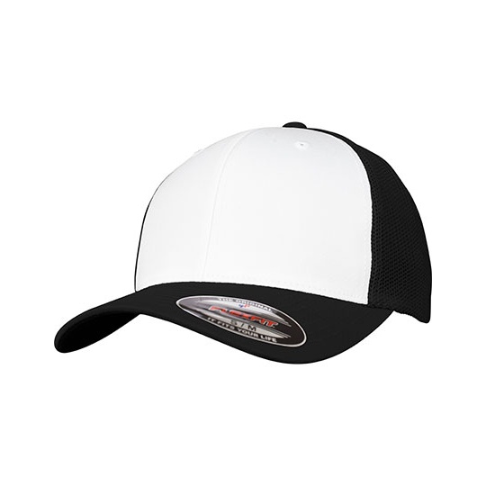 Czapka Trucker Flexfit Usztywniana Bawełna Poliester Siateczka FX6511CF - Black & White & Black