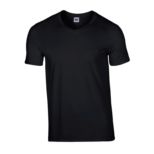 T-shirt Męski Klasyczny V-neck Bawełniany G64V00 - Black