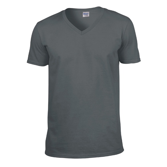 T-shirt Meski Klasyczny V-neck Bawelniany G64V00 - Charcoal (Solid)