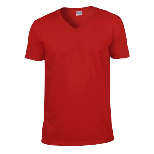 T-shirt Meski Klasyczny V-neck Bawelniany G64V00 - Red
