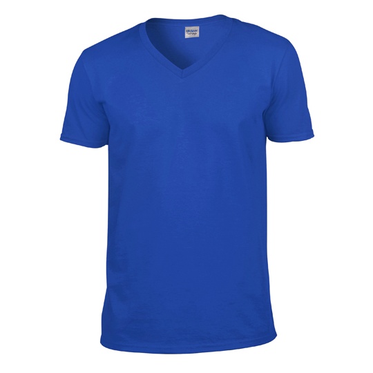 T-shirt Meski Klasyczny V-neck Bawelniany G64V00 - Royal