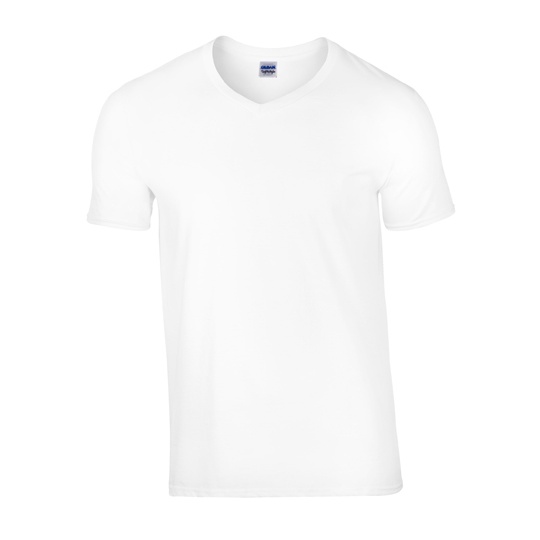 T-shirt Meski Klasyczny V-neck Bawelniany G64V00 - White