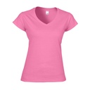 T-Shirt Damski Slim V-Neck Bawełniany G64V00L - Azalea
