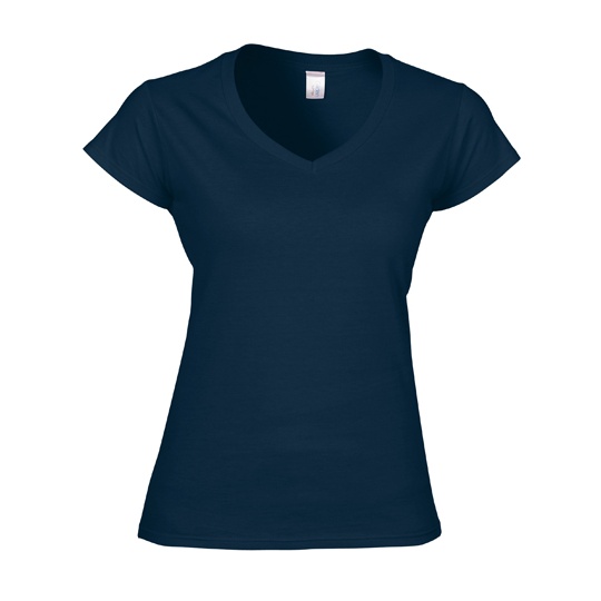 T-Shirt Damski Slim V-Neck Bawelniany G64V00L - Navy