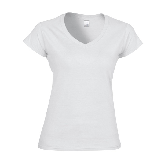 T-Shirt Damski Slim V-Neck Bawelniany G64V00L - White