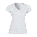 T-Shirt Damski Slim V-Neck Bawełniany G64V00L - White