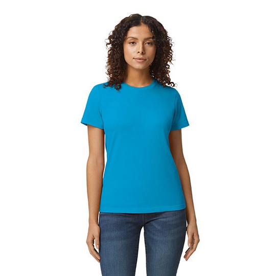 T-shirt Damski Slim Bawelniany G65000L - Sapphire