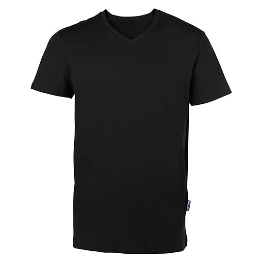 Koszulka Męska Slim Bawełna Organiczna Dekolt V HRM102 - Black
