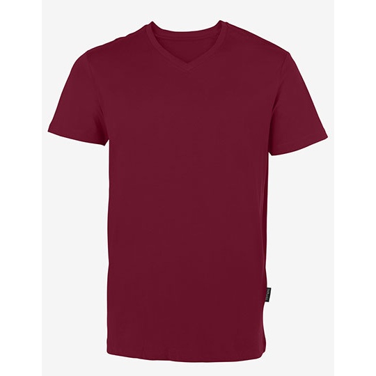 Koszulka Męska Slim Bawełna Organiczna Dekolt V HRM102 - Bordeaux