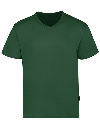 Koszulka Meska Slim Bawelna Organiczna Dekolt V HRM102 - Bottle Green