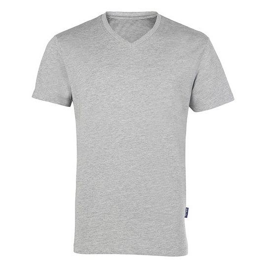 Koszulka Meska Slim Bawelna Organiczna Dekolt V HRM102 - Grey Melange
