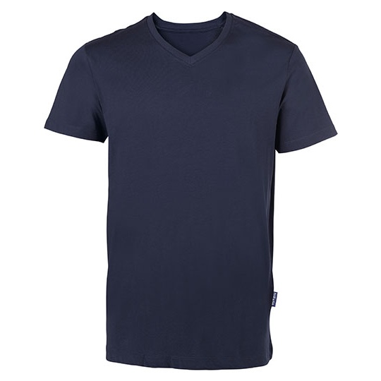 Koszulka Meska Slim Bawelna Organiczna Dekolt V HRM102 - Navy