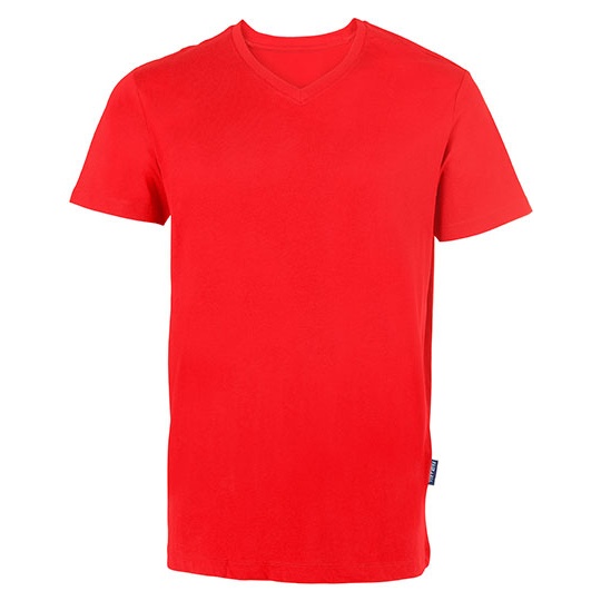 Koszulka Meska Slim Bawelna Organiczna Dekolt V HRM102 - Red