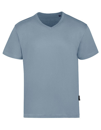 Koszulka Meska Slim Bawelna Organiczna Dekolt V HRM102 - Sky Blue