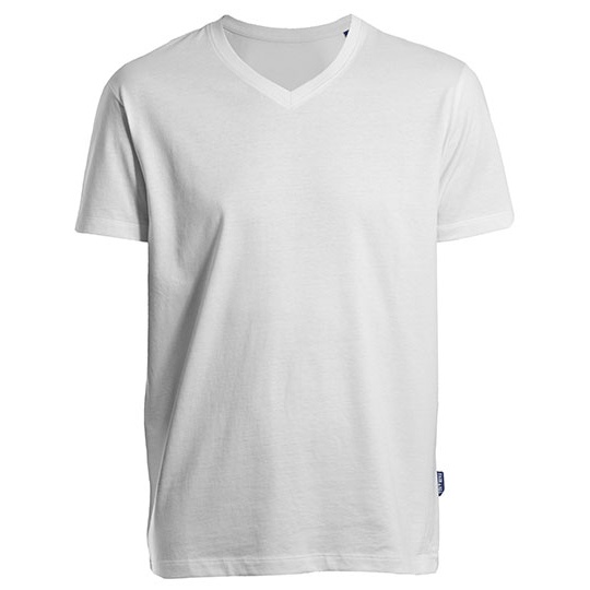 Koszulka Męska Slim Bawełna Organiczna Dekolt V HRM102 - White