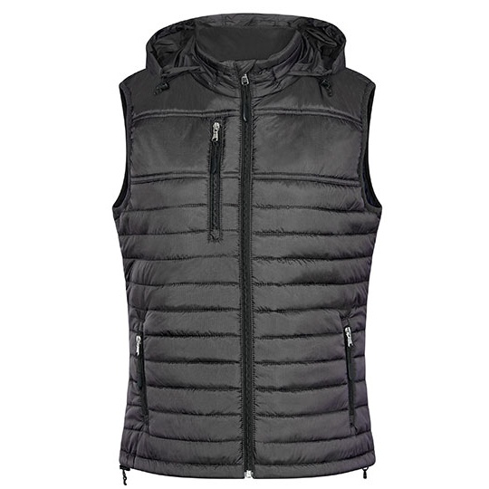 Damska pikowana kamizelka z kapturem HRM1302 - Dark Grey