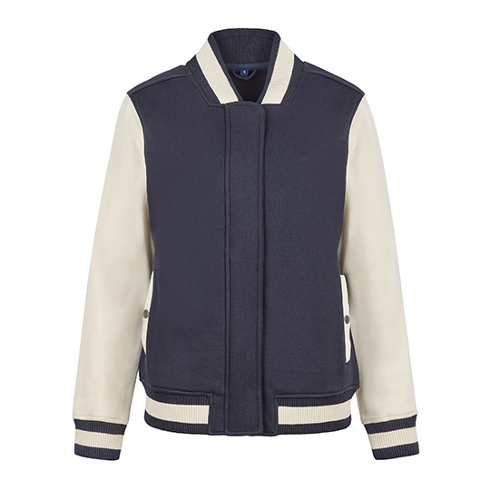 Damska klasyczna bluza college HRM809 - Navy & Off White