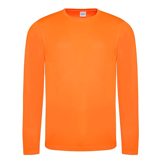 Koszulka Sportowa Długi Rękaw Odprowadzająca Wilgoć Ochrona UV JC002 - Electric Orange