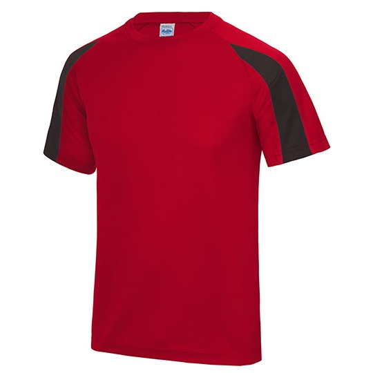 Koszulka Sportowa Klasyczna Poliester Odprowadzajaca Wilgoc JC003 - Fire Red & Jet Black