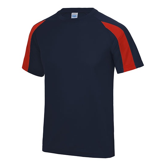 Koszulka Sportowa Klasyczna Poliester Odprowadzajaca Wilgoc JC003 - French Navy & Fire Red