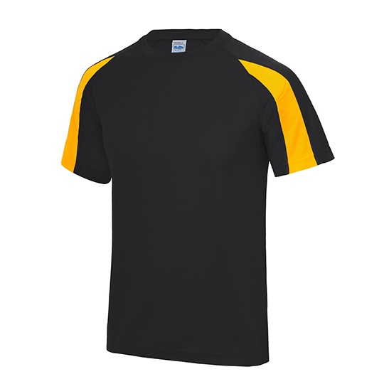 Koszulka Sportowa Klasyczna Poliester Odprowadzająca Wilgoć JC003 - Jet Black & Gold