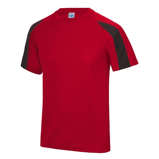 T-shirt Dzieciecy Sportowy Odprowadzajacy Wilgoc JC003J - Fire Red & Jet Black