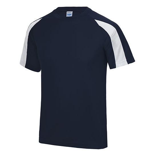 T-shirt Dziecięcy Sportowy Odprowadzający Wilgoć JC003J - French Navy & Arctic White