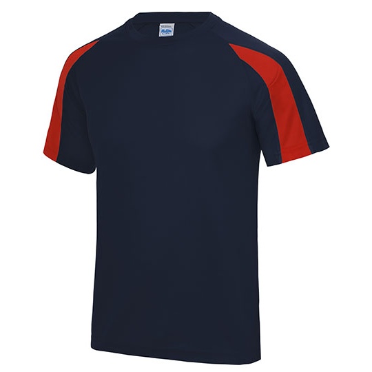 T-shirt Dziecięcy Sportowy Odprowadzający Wilgoć JC003J - French Navy & Fire Red