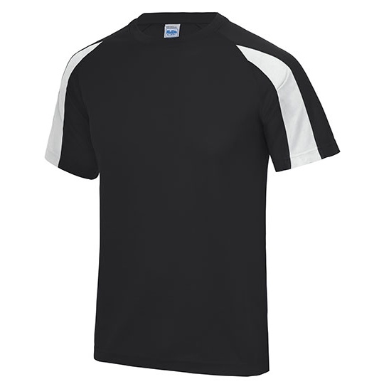 T-shirt Dziecięcy Sportowy Odprowadzający Wilgoć JC003J - Jet Black & Arctic White