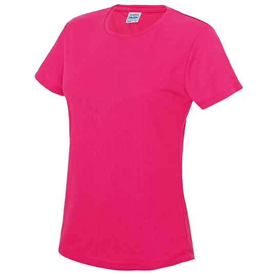 T-shirt Damski Slim Szybkoschnacy Poliester JC005 - Hot Pink