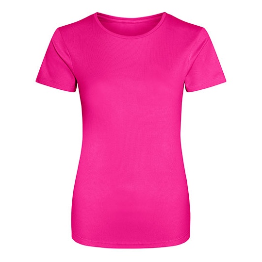 T-shirt Damski Slim Szybkoschnacy Poliester JC005 - Hyper Pink