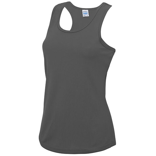Damski top sportowy bez rękawów Slim - JC015 - Charcoal (Solid)