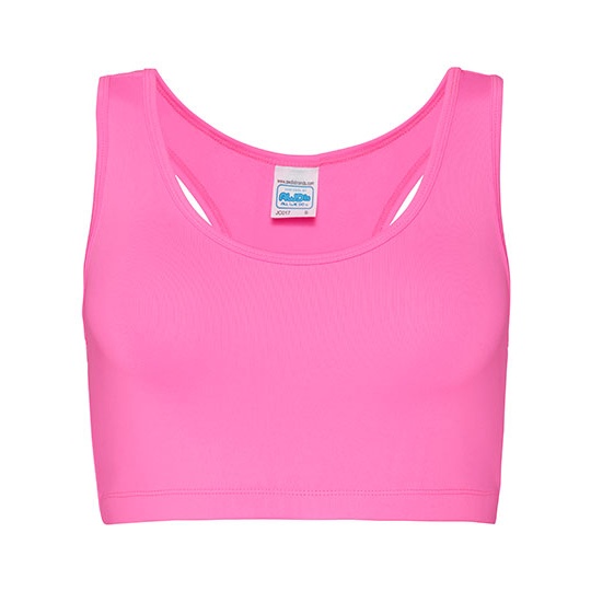Crop Top Damski Sportowy Racerback Elastyczny Nylon Elastan JC017 - Electric Pink