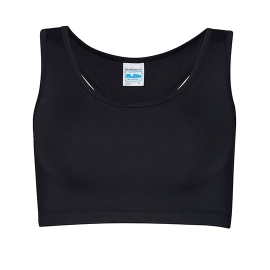 Crop Top Damski Sportowy Racerback Elastyczny Nylon Elastan JC017 - Jet Black