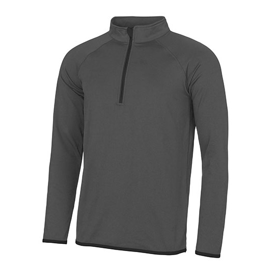 Bluza Meska Sportowa 1 2 Zip JC031 - Charcoal (Solid) & Jet Black