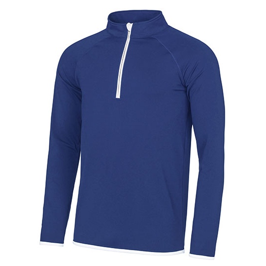 Męska bluza sportowa Slim 1/2 Zip - JC031 - Royal Blue & Arctic White