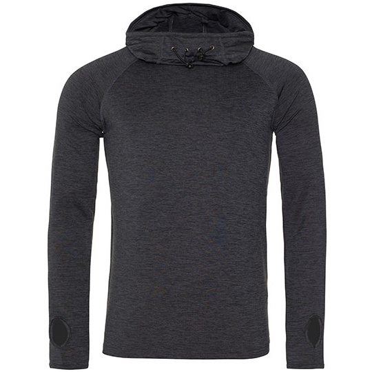 Meska bluza slim z kapturem i golfem JC037 - Black Slate Melange