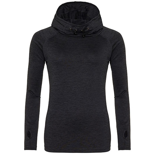 Damska bluza slim z kapturem JC038 - Black Slate Melange