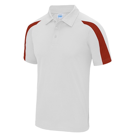 Koszulka Polo Klasyczna Odprowadzająca Wilgoć JC043 - Arctic White & Fire Red