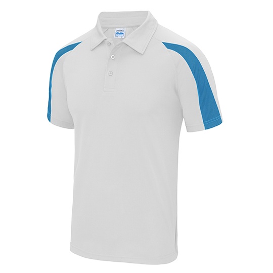 Koszulka Polo Klasyczna Odprowadzająca Wilgoć JC043 - Arctic White & Sapphire Blue